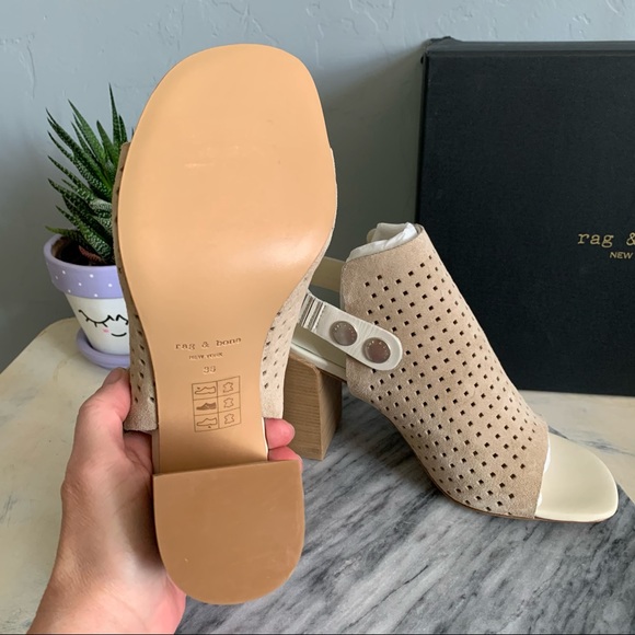 rag & bone | NIB Leigh Sandal in Stucco Perforated Suede  Size 6 - Picture 7 of 12